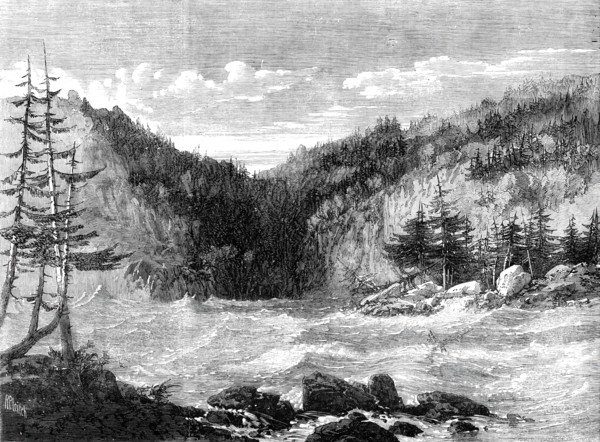 The Niagara above the Falls - by our special artist G. H. Andrews, 1860. Creator: Richard Principal Leitch.