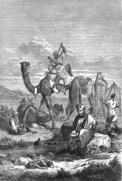 'Caravan Reposing, in the Hauran; The Stone Towns of Central Syria, otherwise called..., 1875. Creator: Unknown.