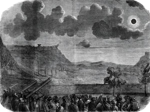 The Eclipse of the Sun on July 18 in Spain - the eclipse at Aguilar - from a sketch by our..., 1860. Creator: Unknown.