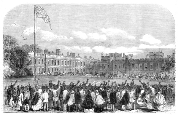 The Review of Lancashire Rifle Volunteers in Knowsley Park - the Earl and Countess of..., 1860. Creator: Unknown.