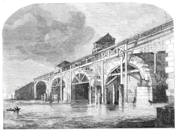 The demolition of Old Westminster-Bridge, 1860. Creator: Unknown.