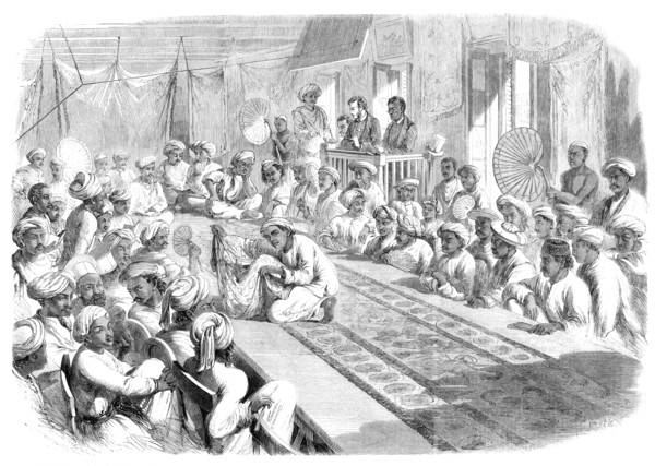 Sale at Calcutta of valuable government presents and Lucknow jewels, 1860. Creator: Unknown.