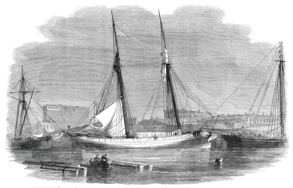 The schooner "Augusta" in port at Chicago after her collision with the "Lady Elgin"..., 1860. Creator: Unknown.
