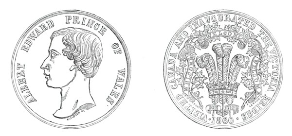 Medal struck to commemorate the Prince of Wales's visit to Canada and the inauguration..., 1860. Creator: Unknown.