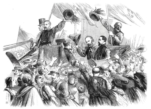 Garibaldi's entry into Naples - a sketch in the Strada di Toledo, by T. Nast, 1860. Creator: Unknown.