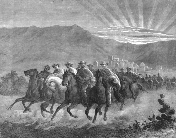 'Starting to re-cross the Pampas; Frontier Adventures in the Argentine Republic', 1875. Creator: Unknown.