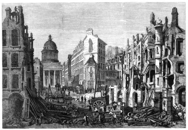 Paris demolitions - removal of a portion of the Quartier Latin - from a drawing by M. Thorigny, 1860 Creator: Unknown.