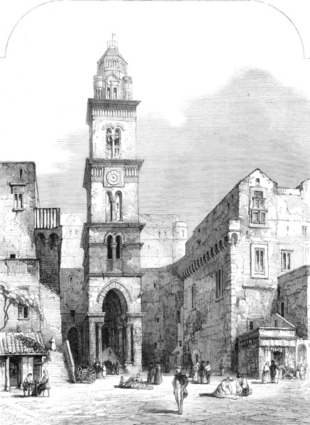 View in Gaeta, with the church of St. Erasmus, 1860. Creator: Unknown.