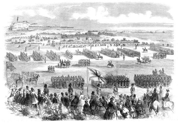 The Review of Rifle Volunteers by the Queen at Edinburgh - the Troops marching past Her Majesty,1860 Creator: Unknown.