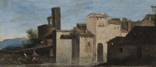 Landscape with figures (production of miracles?) . Creator: Unknown.