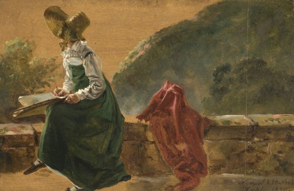 Princess Caroline Amalie Sketching in Naples. Study, 1820. Creator: Johan Christian Dahl.