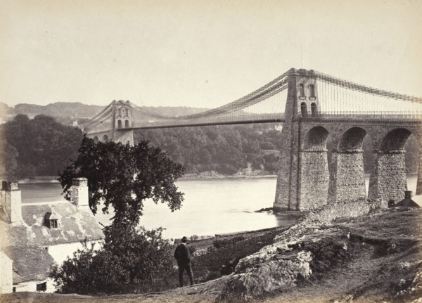 Bangor, Suspension Bridge, From Anglesey (254), Printed 1860 circa. Creator: Francis Bedford.