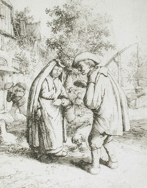 Man and Woman Talking, c1650. Creator: Adriaen van Ostade.