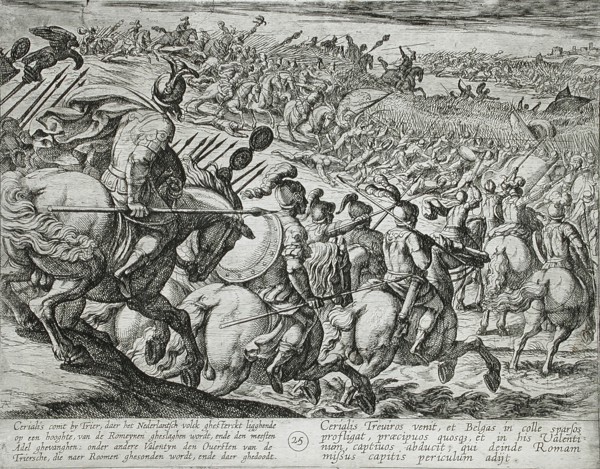 The Roman Commander Cerialis Attacks Near Trier, Publshed 1612. Creator: Antonio Tempesta.