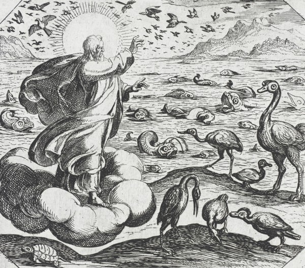 God Creating the Birds and the Fish, c1600. Creator: Antonio Tempesta.