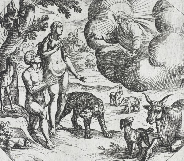 Adam and Eve Placed in the Garden of Eden, 16th century. Creator: Antonio Tempesta.