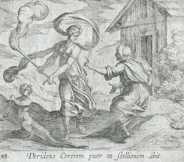 Ceres Turning a Boy into a Lizard, published 1606. Creators: Antonio Tempesta, Wilhelm Janson.