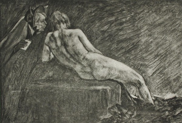 La Messagère du diable, between circa 1880 and circa 1885. Creator: Félicien Rops.