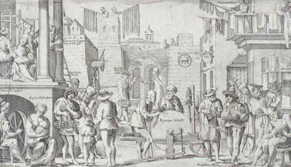 Trades Practiced in Bologna, c1640. Creators: Francesco Curti, Agostino Parisini.