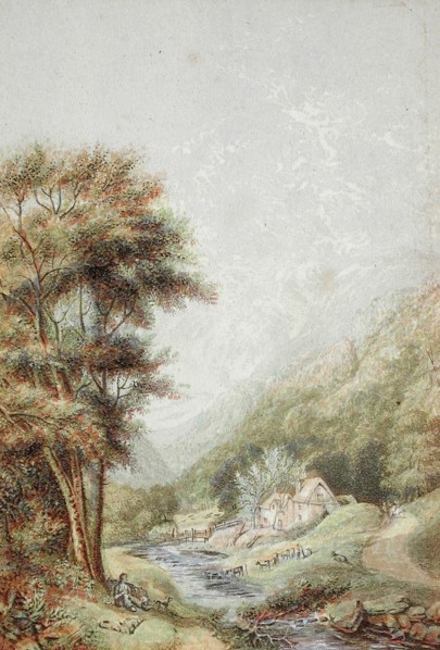 Water Mill on the Wye, c1850. Creator: George Baxter.