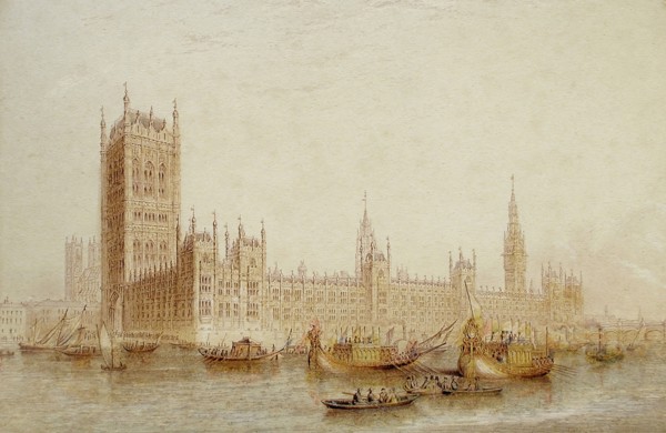 Houses of Parliament, 1851. Creator: George Baxter.