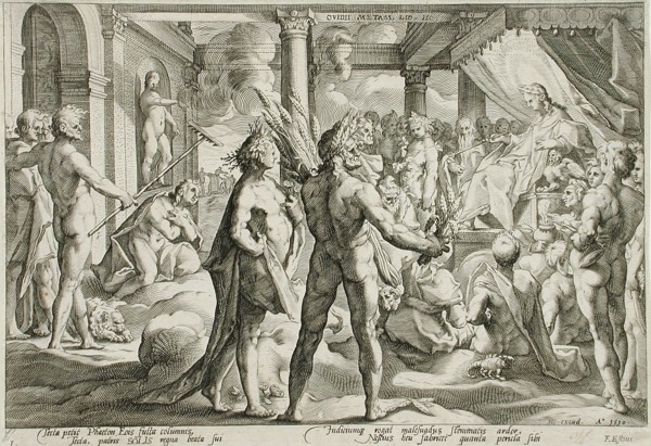 Phaeton Asking for the Chariot, published 1590. Creator: Hendrik Goltzius.