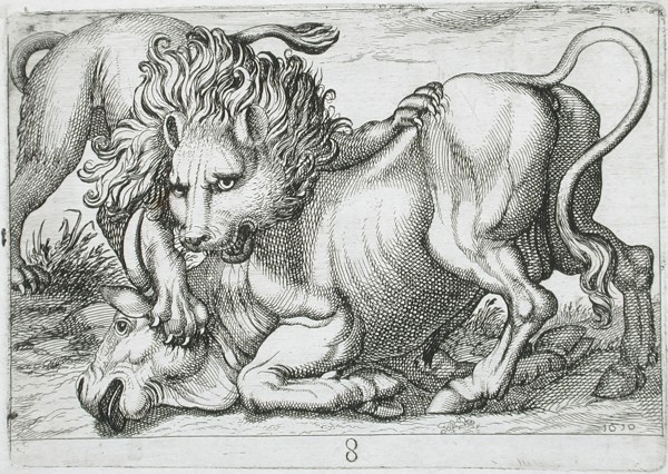 A Lion Attacking a Bull, 1610. Creator: Hendrick Hondius I.