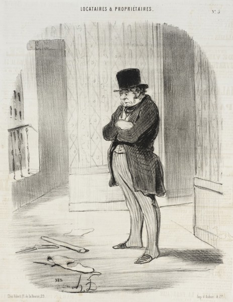 Déménagé !... et pour me payer trois termes... il me laisse..., 1847. Creator: Honore Daumier.