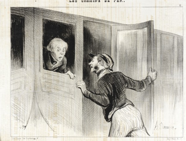 Le Danger de s'Assoupir en Voyage, 1843. Creator: Honore Daumier.