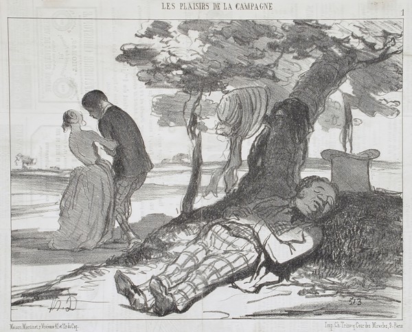 Le mari s'assoupissant, 1853. Creator: Honore Daumier.