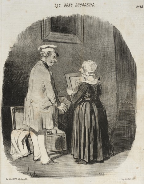 Tiens, ma femme, v'là mon portrait au Daguerreotype..., 1846. Creator: Honore Daumier.
