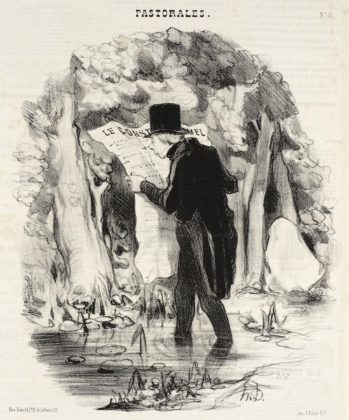 Où peut conduire la lecture du Constitutionnel!, 1845. Creator: Honore Daumier.