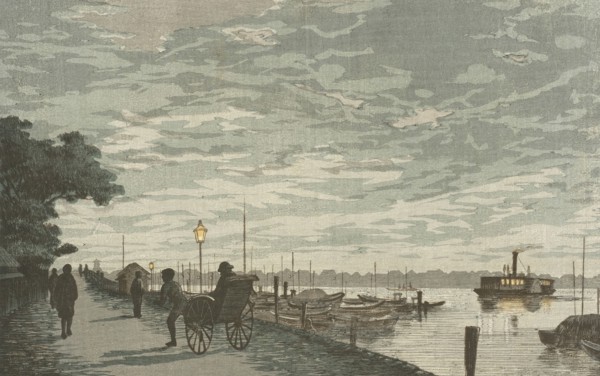 Riverbank, Kakigaracho, Published in 1881. Creator: Inoue Yasuji.
