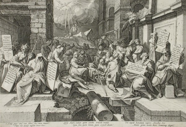 The Adoration of the Shepherds with Six Prophets, 1588. Creator: Jacob Matham.