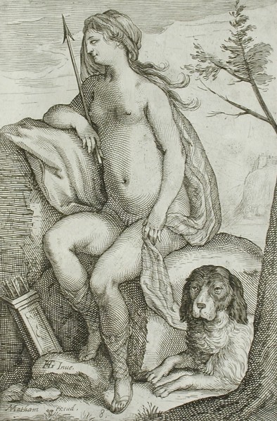 Nymph and Large Dog, between 1607 and 1610. Creator: Jacob Matham.