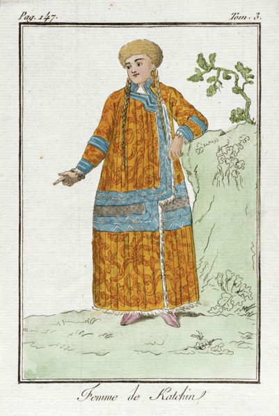 Costume Plate (Femme de Katchin), Late 18th to early 19th century. Creators: Jacques Grasset de Saint-Sauveur, LF Labrousse.