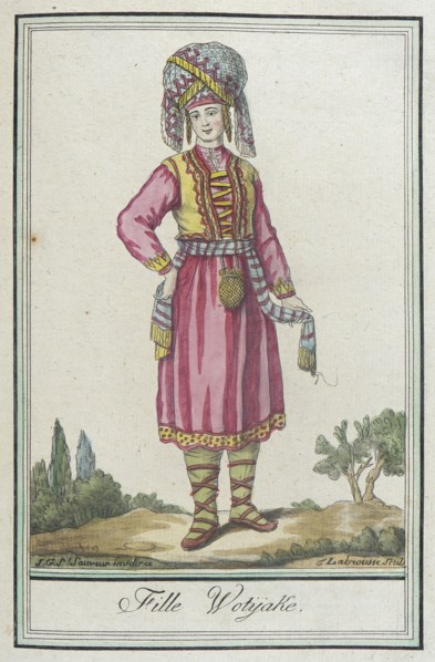 Costumes de Différents Pays, 'Fille Wotÿake', c1797. Creators: Jacques Grasset de Saint-Sauveur, LF Labrousse.