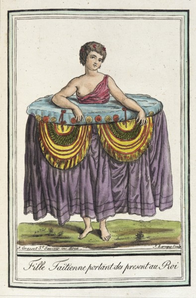 Costumes de Différents Pays, 'Fille Taïtienne Portant des Present au Roi', c1797. Creators: Jacques Grasset de Saint-Sauveur, LF Labrousse.