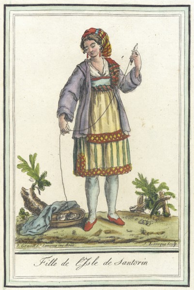 Costumes de Différents Pays, 'Fille de l'Isle de Santorin', c1797. Creators: Jacques Grasset de Saint-Sauveur, LF Labrousse.