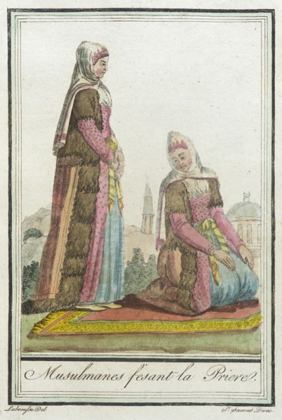 Costumes de Différents Pays, 'Musulmanes Fesant la Priere', c1797. Creators: Jacques Grasset de Saint-Sauveur, LF Labrousse.