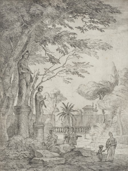 Garden Scene with Two Statues (Garden of the Villa Medici), between circa 1710 and circa 1720. Creator: Jan Frans van Bloemen.