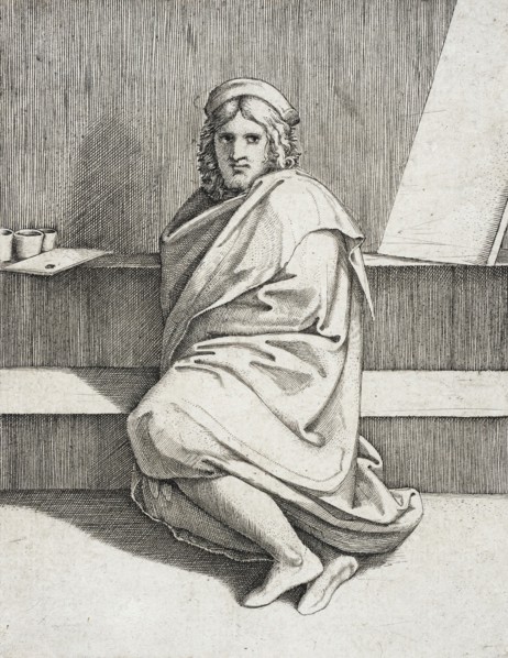 Portrait of Raphael, Seated, between circa 1517 and circa 1519. Creator: Marcantonio Raimondi.