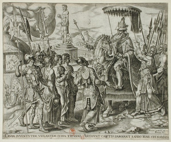 The Three Jews Brought Before Nebuchadnezzar, 1565. Creator: Philip Galle.