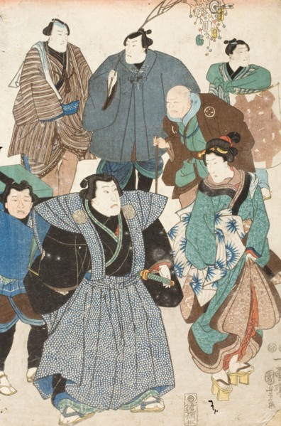 Actors Portraits Disguised as a Street Crowd, between circa 1850 and circa 1851. Creator: Utagawa Kuniyoshi.