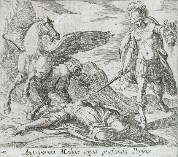 Perseus Killing Medusa, published 1606. Creators: Antonio Tempesta, Wilhelm Janson.