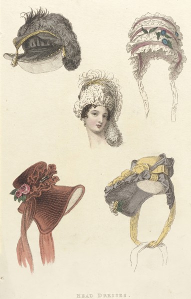 Fashion Plate (Head Dresses), 1823. Creator: Unknown.