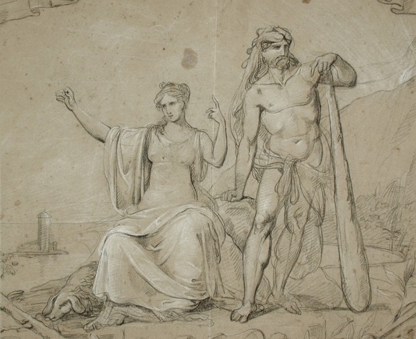 Hercules and Seated Woman, 19th century. Creator: Unknown.