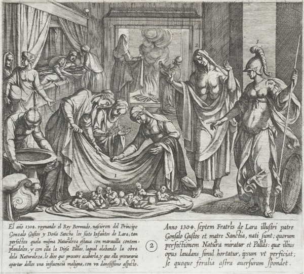 Pallas Praises Nature at the Birth of the Infantes, Promising to Protect Them from Evil, 1612. Creator: Antonio Tempesta.