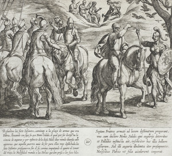 Nuño Salido, Tutor of the Infantes, Sees Evil Omens for Them in this War, 1612. Creator: Antonio Tempesta.