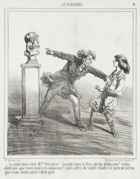 La voila donc cette Mme. Putiphar? Joseph vous n'êtes qu'un polisson! Voilà 4.000 ans que..., 1866. Creator: Cham.